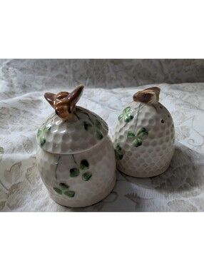 Vintage Ceramic Salt and Pepper Shakers with Butterfly Design
